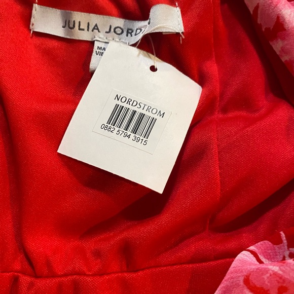 Julia Jordan Red Floral V-Neck Long Sleeve Twisted Front Mini Dress Size 12 - Picture 8 of 8